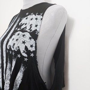 Black Flag Raw Edge Open Back Muscle Tank